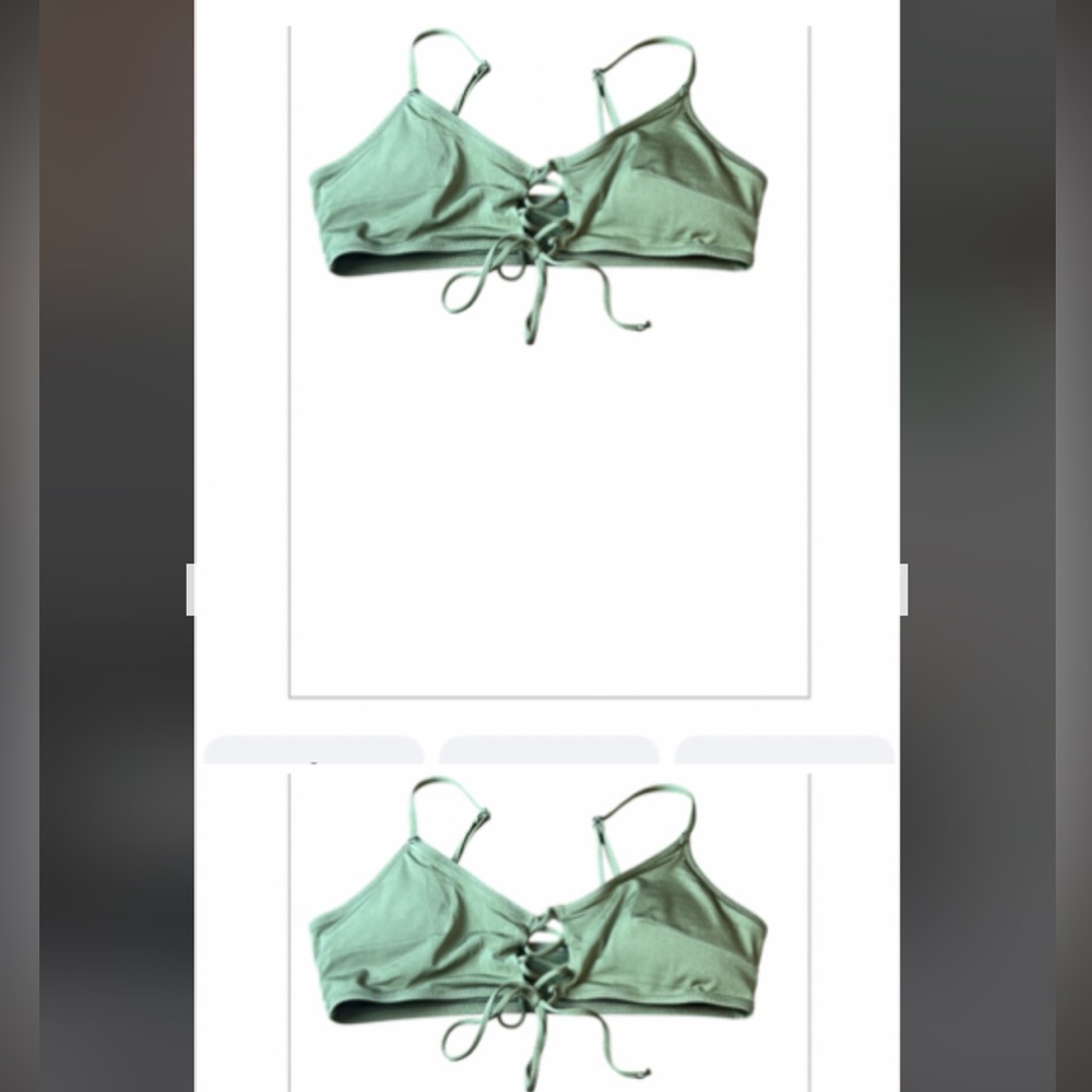 H&M Green Bikini TOP with‎ Adjustable Straps and Front Tie